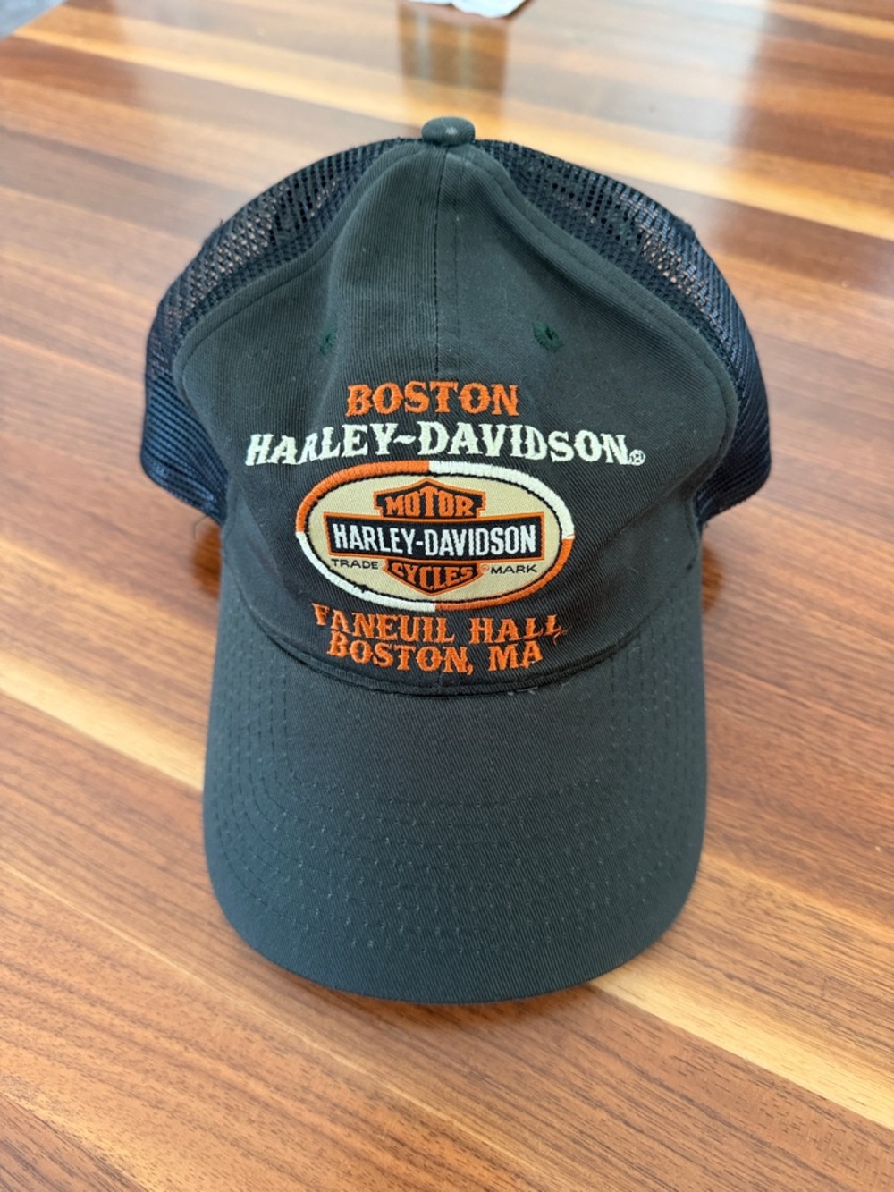 Harley-Davidson Black and Orange Boston Faneuil Hall Trucker Hat